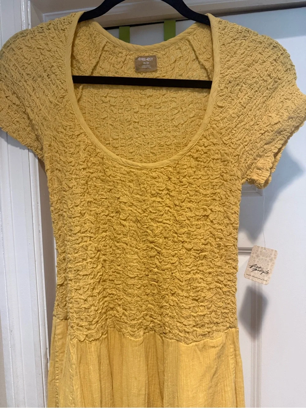 Free People Sunshine Yellow Textured Scoop Maxi Dress